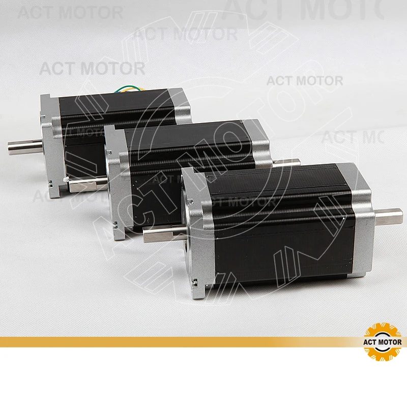 

ACT Motor 3PCS Nema34 Stepper Motor 34HS5435B Dual Shaft 1600oz-in 3.5A Dual Flat Shaft CE ROHS ISO CNC Router Grind Engraver