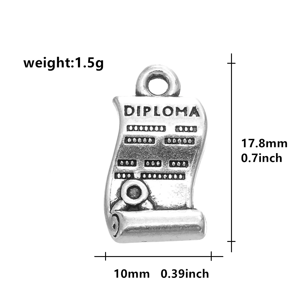 Моя форма 20 шт Ручная штампованная выпускная степень, амулеты античное серебро покрытие выпускник Выпускной подарок кулон для изготовления ювелирных изделий