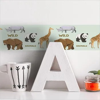 

Eco-friendly PVC Wild animals Border roll Fashion decorative Baseboard sticker corridor child room kindergarten glass door decor
