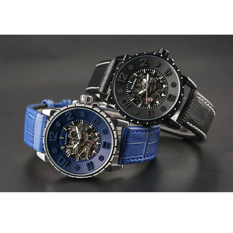 كيلر و ويبر الميكانيكية ووتش الرجال أعلى الفاخرة الجوف التلقائي Steampunk من العتاد ساعة رجل عسكري الرياضة reloj الفقرة hombre