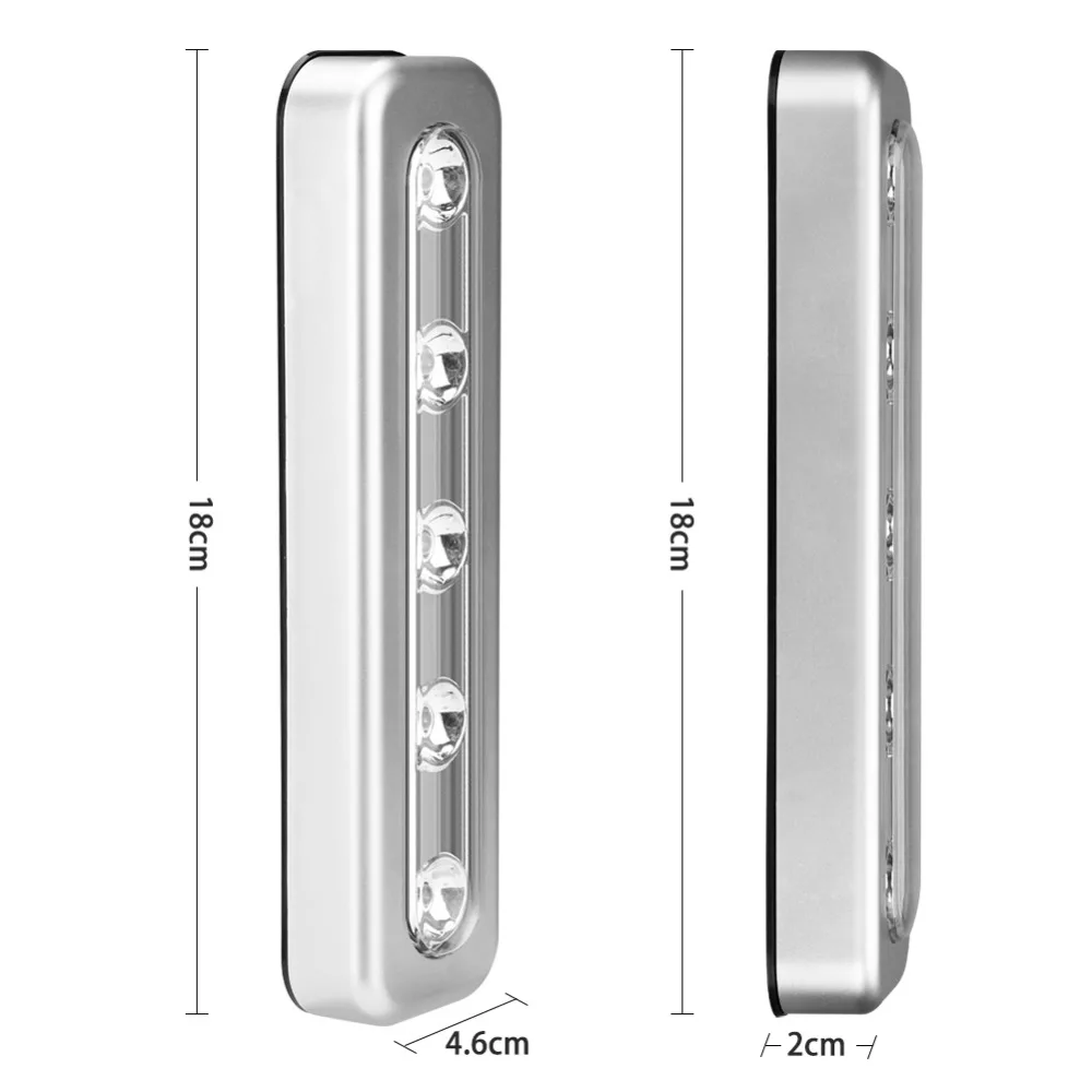 1 шт. беспроводной 5 светодиодный Ночной светильник под шкаф для шкафа кухонный кнопочный сенсорный кран Ночной светильник лампа на батарейках