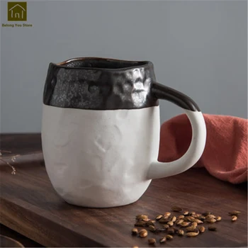 

Japanese Black And White Mugs Coffee Cup Water Beautiful Art Supplies China Mug Copo Handmade Simple Office Cup Milk JKE215