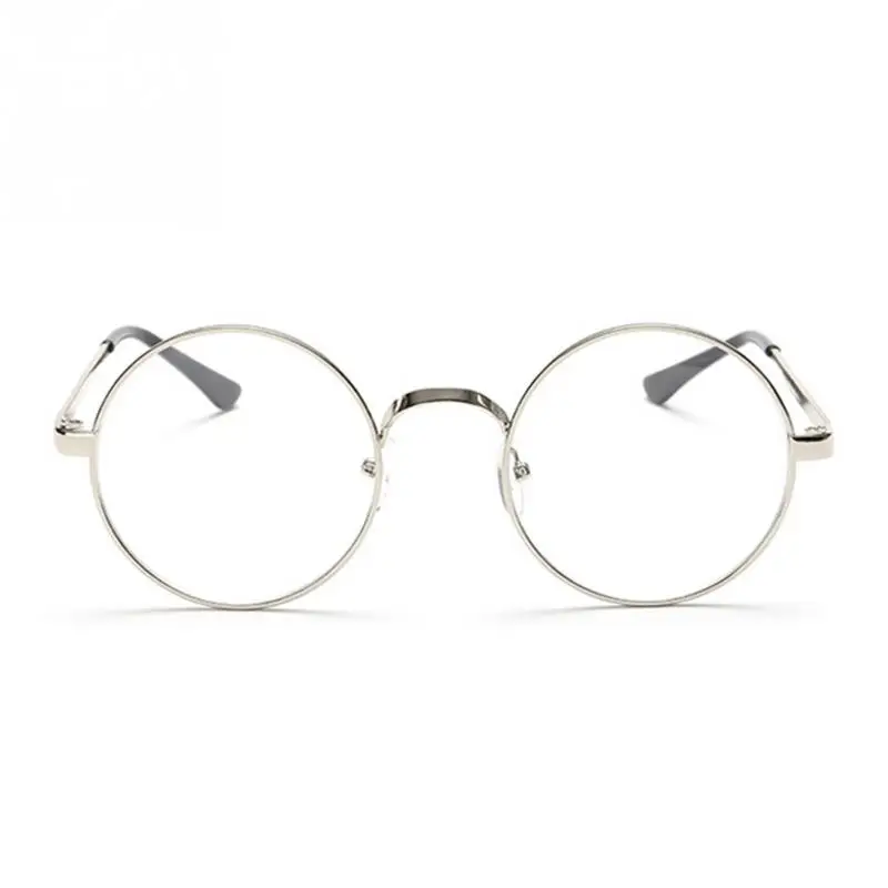 Модные ретро круглые металлические оправы очки прозрачные линзы очки унисекс - Цвет оправы: silver