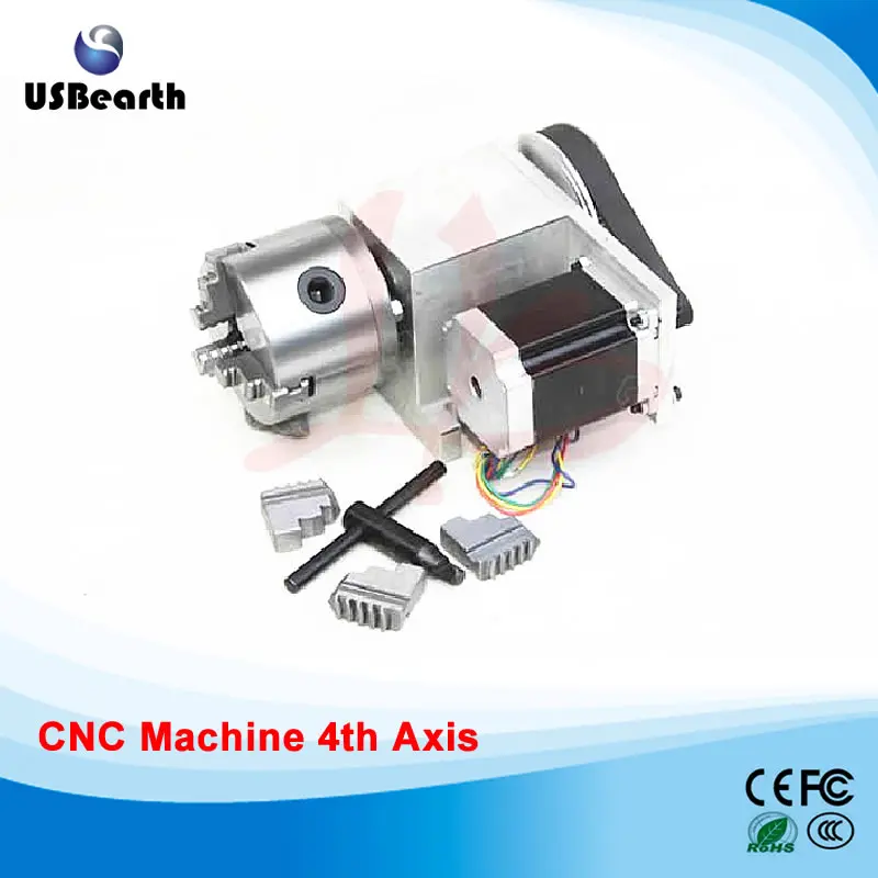 

4th Rotary axis 5M-6-80A 80mm 3 jaw chuck two-phase stepper motor 57 for mini cnc router
