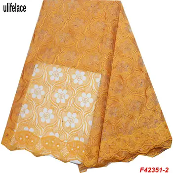 

African French Mesh 2019 Tulle Lace Fabric with Rhinestones High Quality Nigerian Bridal Lace Embroidered Wedding Fabric F4-2351