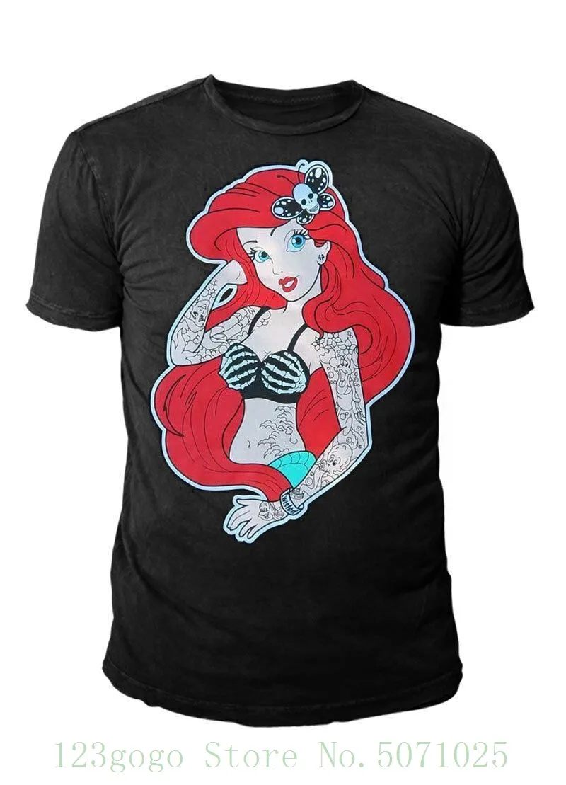 

Ariel Die Meerjungfrau - Tattoo Herren T Shirt Schwarz ( S - Xl ) 100% Cotton Geek Family Top Tee