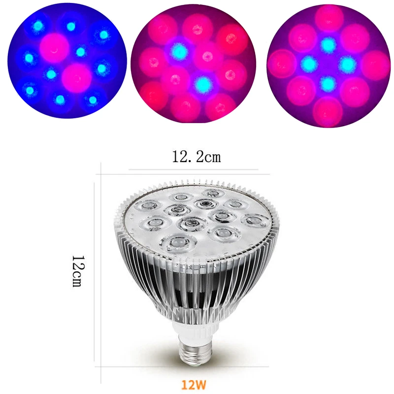 

12W Phyto Lamp Full Spectrum LED Grow Light E27 Plant Lamp With Clip For Greenhouse Hydroponic Vegetable Flower Fitolampy