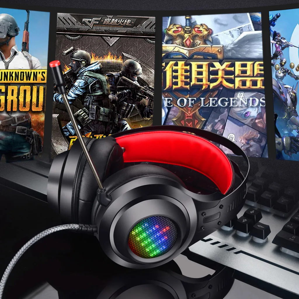 HL G08 USB стерео ПК игровая гарнитура светящиеся проводные наушники микрофон