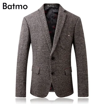 

Batmo 2017 new arrival autumn high quality wool Single Breasted brown casual suits men,business blazer men,plus-size S-3XL 6208