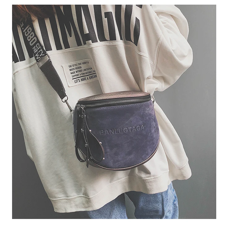 ZYJ Women Suede Leather Shoulder Handbags Waist Bags Chest Pack Girls Leisure Messenger Crossbody Casual Sling Bag Handbag (13)