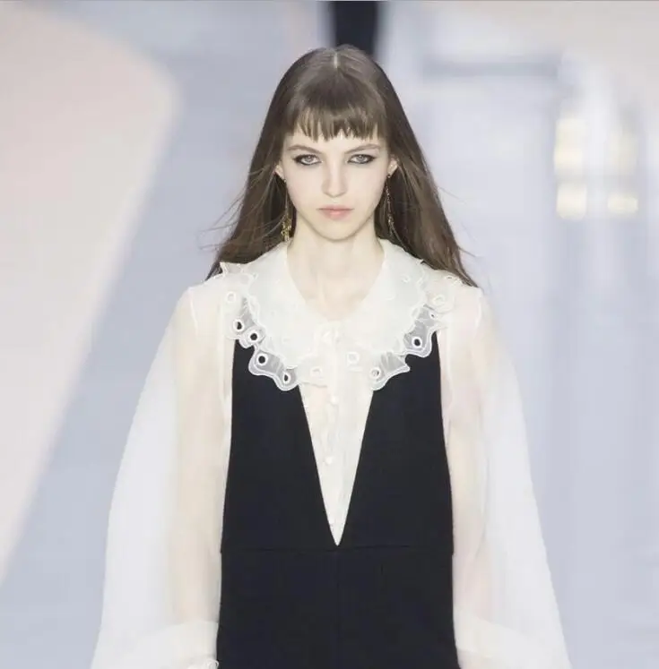 

P2264 double layer big wave organza big collar pearl necklace blouse fake collar stand collar shirt fake collar