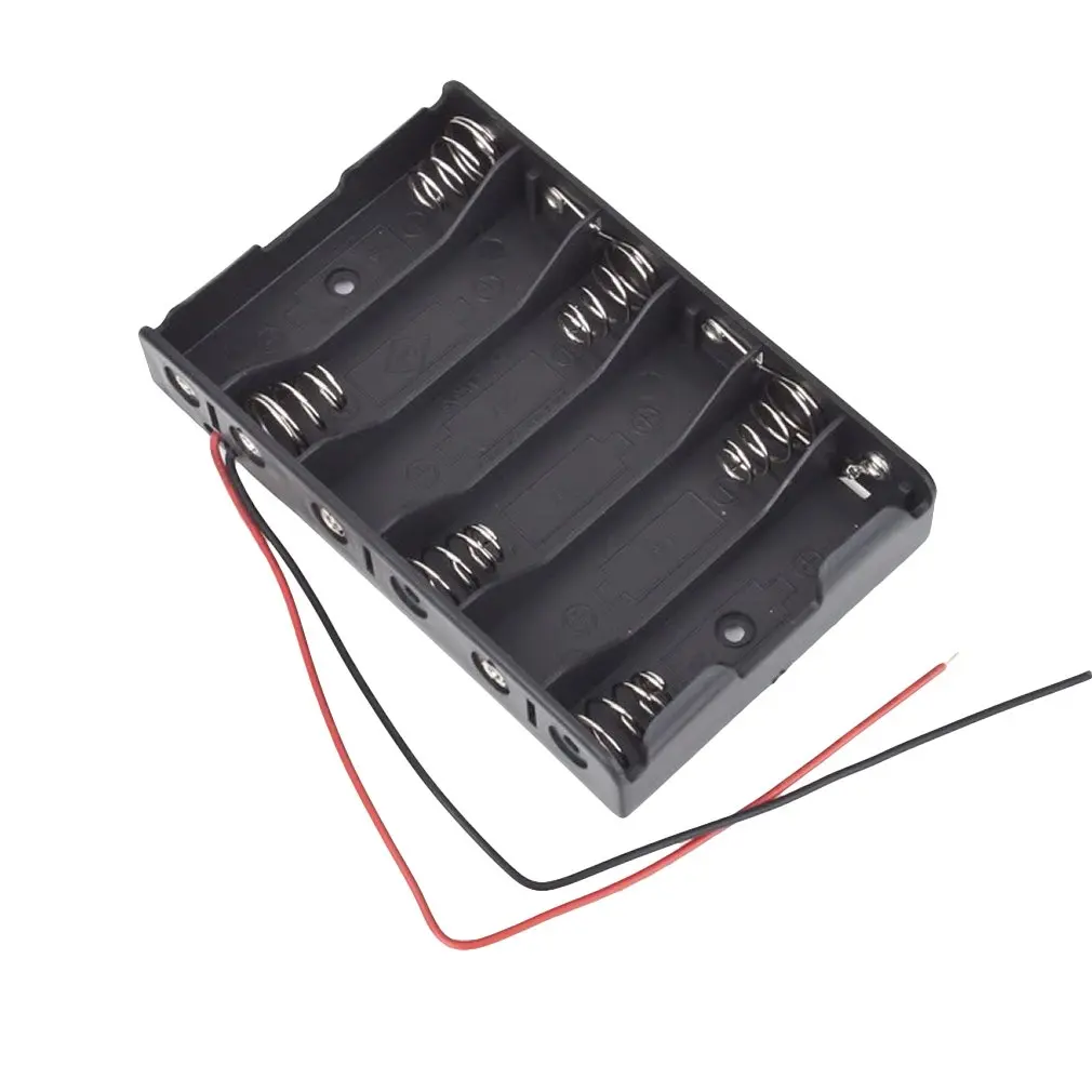 

New 6 x 1.5V AA 2A CELL Battery Batteries Holder Storage Box 9V Case With Lead Wire