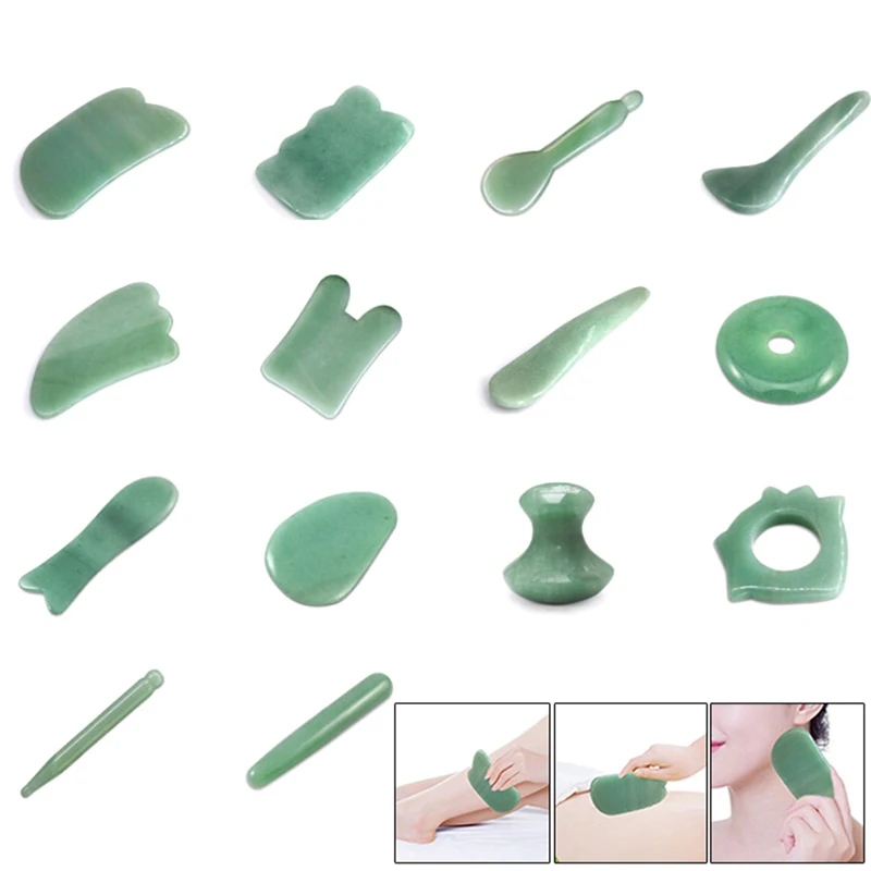 1PC Natural Aventurine Jade Stone Guasha Massage Tool SPA Therapy Gua Sha Massager Chinese Gua Sha Tools Body Healthcare