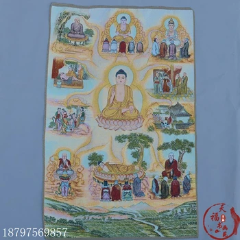 

Christmas Thangka brocade silk painting embroidery Tibetan Buddha Tang Rulai Buddha Sansheng Buddha Sanbao Buddha Halloween