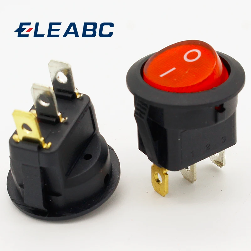

Promotion!10pcs Red Light ON-OFF SPST Round Rocker Switch 6A/250V 10A/125V AC