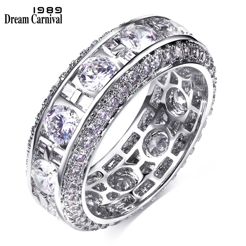 

DreamCarnival 1989 Unique Wedding Ring for Women Round Square Cut Blinking CZ Gold-Color Stacking Anelli Frauenringe SJ22507