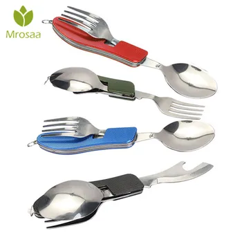 

Multi-functional Portable Folding Food Soup Scoop withSpoon Fork Cutlery Tableware Set Gift For Outdoor Picnic
