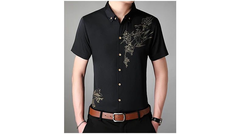 Брендовая Повседневная качественная Роскошная рубашка с коротким рукавом больших размеров, приталенная Мужская рубашка, летняя одежда, рубашки, мужская мода, Джерси 41622