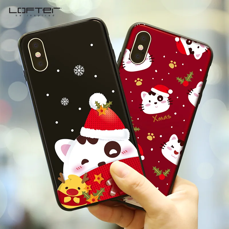 Lofter рождественские Мультяшные чехлы для телефонов Apple iPhone X чехол мобильного