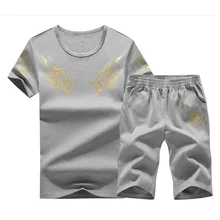 Для мужчин s спортивный костюм шорты Vogue Для мужчин спортивный костюм короткие комплекты Спортивная одежда с круглым вырезом модный принт Повседневная одежда хороший 6xl половина Длина брюки