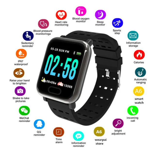

Color Screen Smart Watch Sport Fitness Bracelet IP67 Waterproof Blood Pressure Oxygen Activity Tracker For Men Women watches