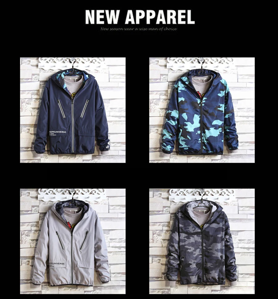 Streetwear Mens Jacket Color Zipper Casual   (4)