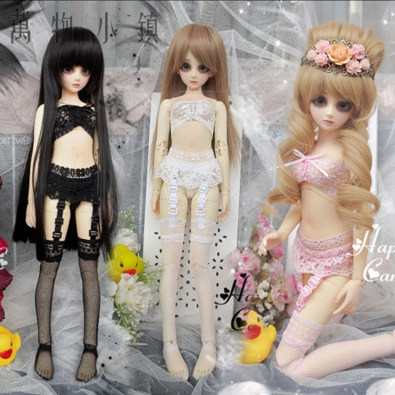 Новая большая девочка 1/3 1/4 BJD SD одежда черный/розовый/белый сексуальное кружевное нижнее белье Капри& Набор подвязок