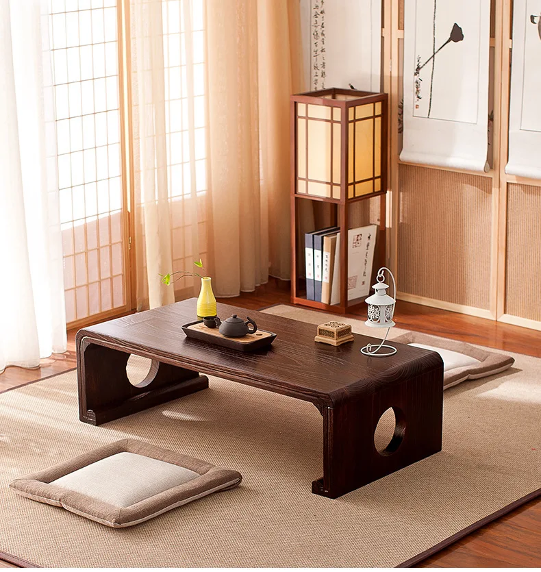 Японская винтажная домашняя деревянная мебель Азиатский стиль кофе чай гостиная низкий стол Прямоугольник 60*40 см татами напольный стол HW08