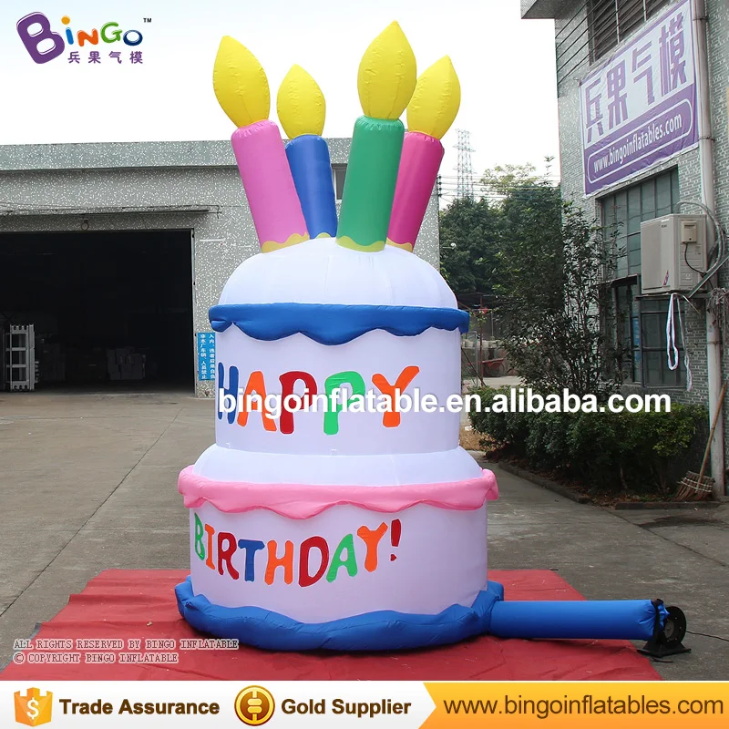 

Free shipping 3m high inflatable birthday cake model for party decoration giant advertising birthday cake replica with blower