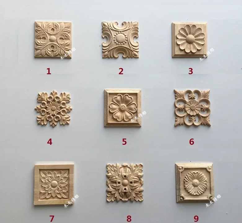 10Pcs/Lot FURNITURE ARCHITECTURAL SQUARE APPLIQUE APPLIQUES UNPAINTED