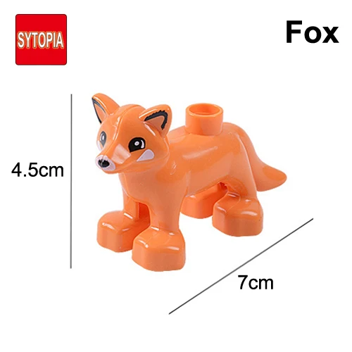 Большой размер животные Кошка Собака динозавр блоки фермы зоо детские блоки аксессуары Блоки Игрушки для девочек мальчиков - Цвет: Fox