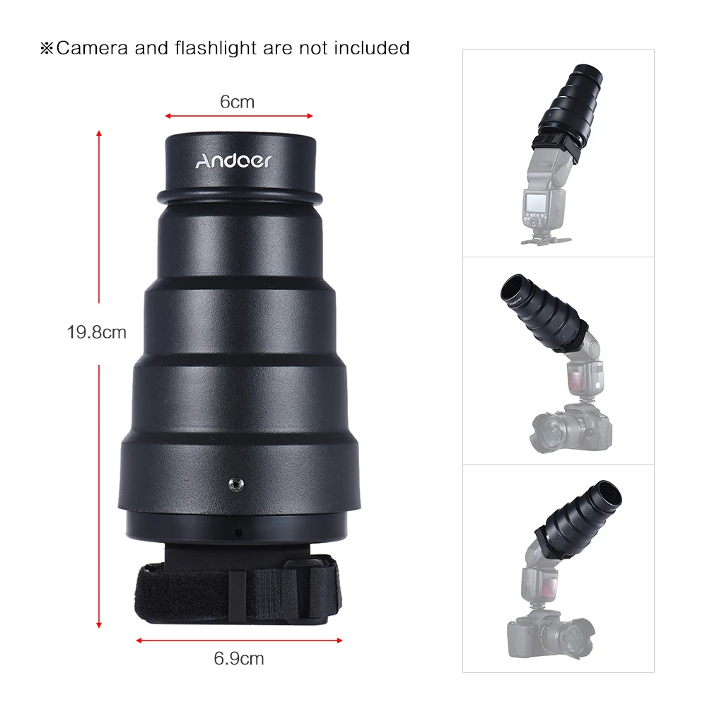 Andoer коническая Вспышка Snoot светильник-модификатор с 50 градусов Сотовый цветной фильтр для Canon Nikon фотография на камеры Speedlite