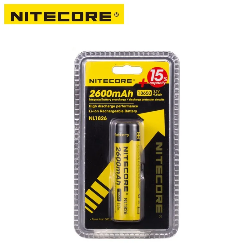 Бесплатная доставка перезаряжаемый литий ионный аккумулятор Nitecore NL1826 2600 мАч 18650 3