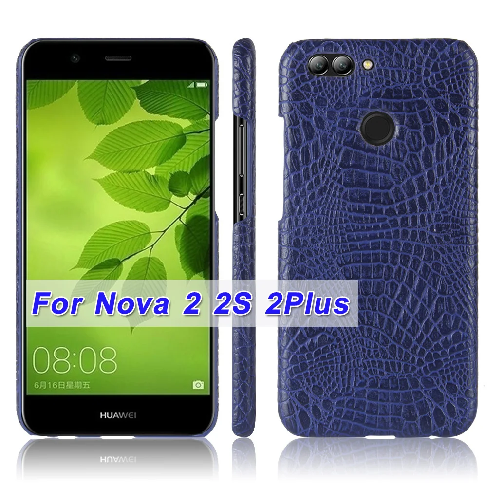 

Phone Case for Huawei Nova 2 PLus 2S Vintage Leather Case Crocodile Patterned Skin Back Cover Coque Fundas Capa