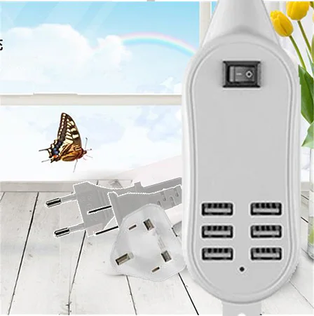 Etmakit New Portable 6 Port USB Wall Charger EU US UK Plug