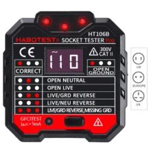 HT106 Socket Outlet Tester Circuit Polarity Voltage Detector Wall Plug Breaker Finder RCD Test UK plug
