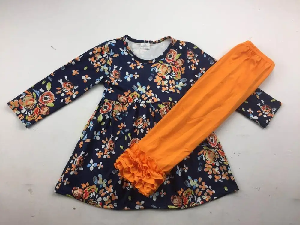 

2019 baby girl fall long sleeve outfit with ruffle pants clothing set