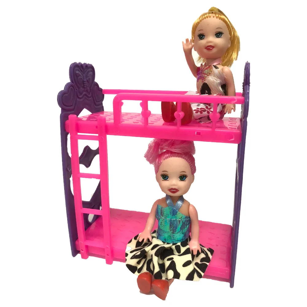 NK One Set Doll Accessories Super Cute Platic Bunk Bed Play House Toys Mini Doll House For Barbie Doll Kelly Doll Baby Toys DZ NK One Set Doll Accessories Super Cute Platic Bunk Bed Play House Toys Mini Doll House For Barbie Doll Kelly Doll Baby Toys DZ