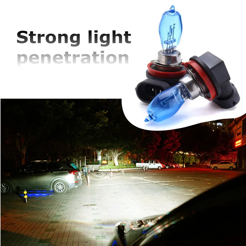 2pcs/lot Car Light H11 Car HOD Halogen Headlights Bulbs Fog Lamps 12V 100W 8500K White Super White Auto Lights