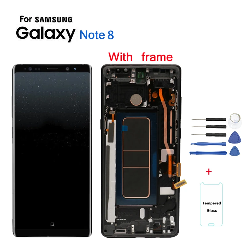 

Original SUPER AMOLED Display For SAMSUNG Galaxy NOTE8 LCD N950 N950F Display Touch Screen Replacement Parts+Frame
