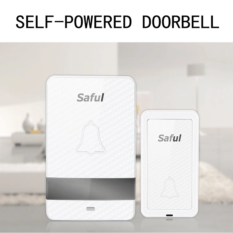 Botão sem Bateria Campainha sem Fio à Prova Campainha da Porta de Casa Saful Água Auto-alimentado ue - Eua Reino Unido au Inteligente 25-110db d' 3 Fio À Prova D' Água Auto-alimentado UE