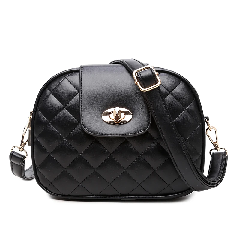 

Fashion Women Diamond Lattice Shoulder Bags Female PU Leather Messenger Crossbody Bag Small Handbag Girls Black Plaid Saddle Bag