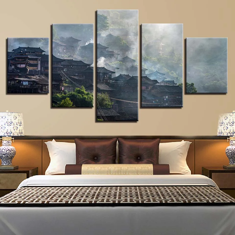 

Canvas Painting HD Prints Home Decoration 5 Pieces Bedside Background Wall Art House Landscape Modular Pictures Artwork Poster