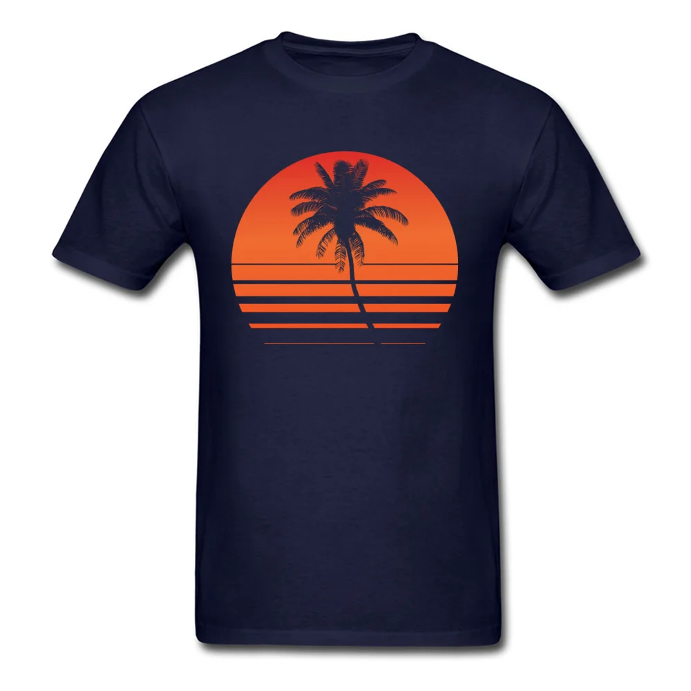Male Tops Shirt sunset palm tree 2018 Discount Design T Shirt 100% Cotton Short Sleeve Normal Tee Shirts Crew Neck sunset palm tree navy