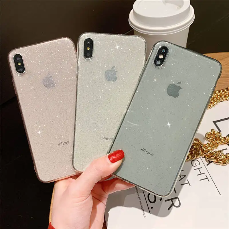 

Simple Glitter Transparent For Iphone 6 6S 7 8plus X Xs Xr Xsmax Soft Shell Mobile Phone Case