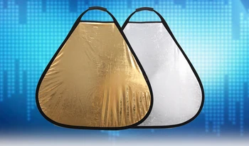 

Photo Studio 24 inch 60cm 2-in-1 Gold Silver Triangular Collapsible Reflector with Zipper Round Carrying Case