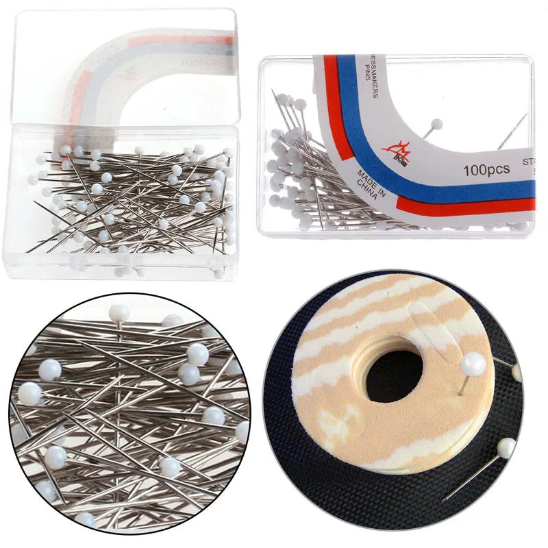 100 шт жемчужные круглые шпильки для шитья корсажа прямые поделки для украшения одежды