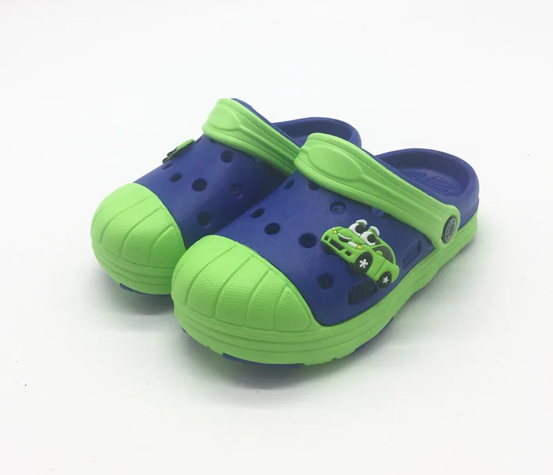 Летние сабо для девочек и мальчиков; обувь с кроком; пляжные сандалии для маленьких мальчиков и девочек; 26, 27, 28, 29, 30, 31 - Цвет: GREEN BLUE