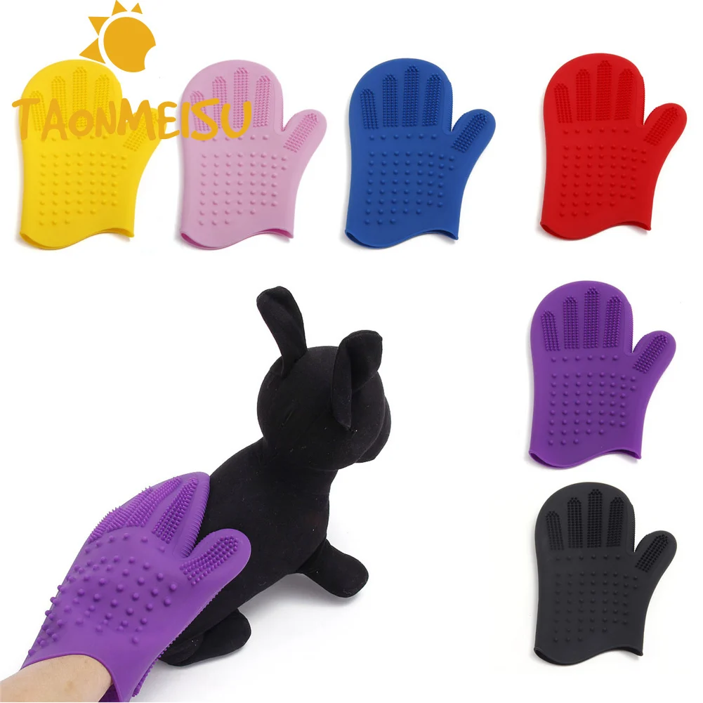 Pet Silicone Bathing Massage Gloves Brush Hair Removal Waterproof hair cleaning comb For small large pet cat dog | Дом и сад