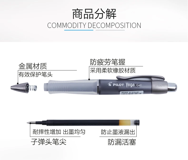 Японский пилот антифатическая гелевая ручка Vega 0,7 мм ручка для каллиграфии офисные ручки BL-415V-RT